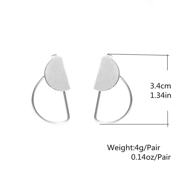 Modern hoop earrings Geometric earring Silver Gold - Picture 6 of 6